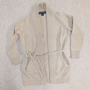 French Connection Oatmeal Tie Wool Blend Cardigan W/ Pockets Size Women's Small